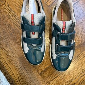 Prada Kids Sneakers in Green and Gray